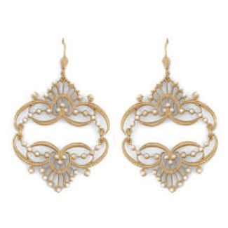 Catherine Popesco Mirrored Tiara Pearl Gold Earrings
