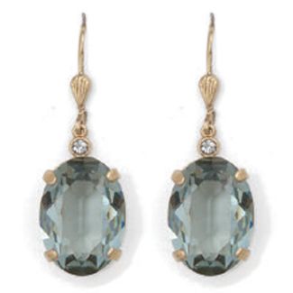 Oval Indian Sapphire and Gold Crystal Earrings