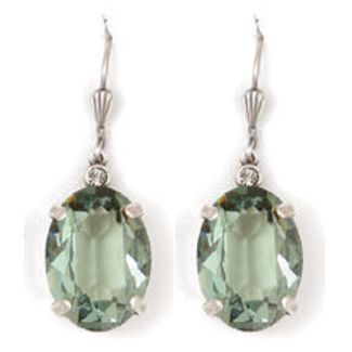 Catherine Popesco Oval Crystal Earrings - Marine and Silver