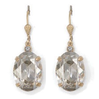 Catherine Popesco Oval Shade and Gold Crystal Earrings
