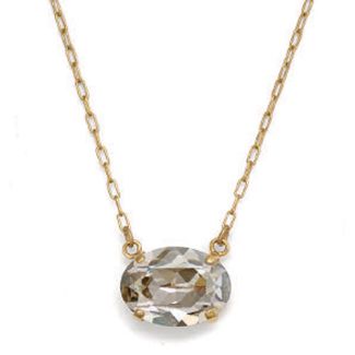 Catherine Popesco Oval Stone Crystal Necklace - Shade & Gold