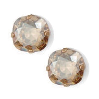 Stud or Post Large Stone Crystal Earrings - Champagne & Gold