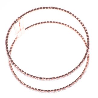Jubilee Cuff Bracelet Clear Crystals in Double Bands - Rose Gold