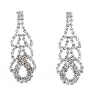 Jubilee Fancy Rhinestone Diamond Crystal Braided Earrings - Silver