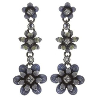 Konplott Jewelry - Mille Fleurs Enamel Crystal Triple Flower Dangle Earrings