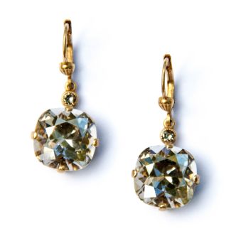 Catherine Popesco Large Stone Crystal Earrings - Shade and Gold