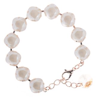 Lisa Marie Jewelry 12mm Square Swarovski Crystal Bracelet - Ivory Cream