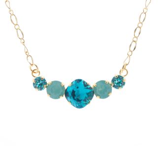 Lisa Marie Jewelry 5 Stone Swarovski Crystal Necklace - Aqua Combo