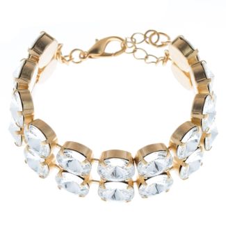 Lisa Marie Jewelry Double Row Rivoli Swarovski Crystal Bracelet - Clear
