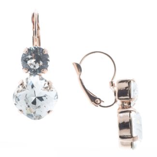 Lisa Marie Jewelry Two Stone Swarovski Crystal Earrings - Clear