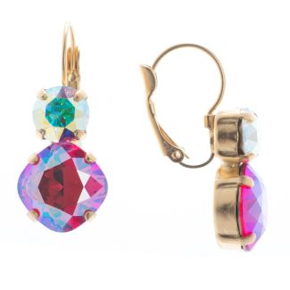 Lisa Marie Jewelry Two Stone Swarovski Crystal Earrings - Siam Shimmer