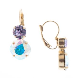 Lisa Marie Jewelry Two Stone Swarovski Crystal Earrings - Ultra Violet