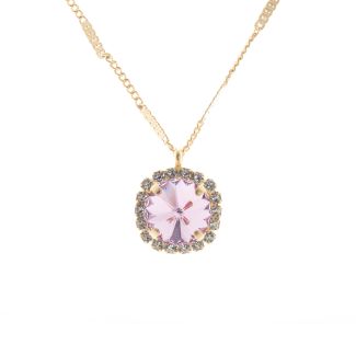 Lisa Marie Pink Rivoli Swarovski Crystal Rhinestone Necklace