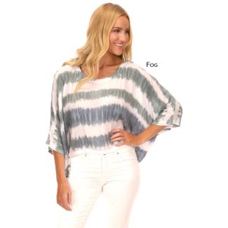 Lost River Wave Voile Rayon Wide Crop Top - Fog or Sand