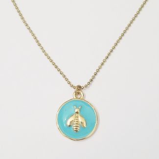 Catherine Popesco Round Enamel Bee Pendant Necklace - Assorted Colors