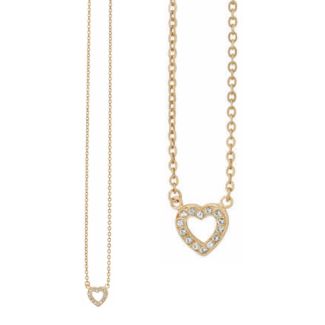 Catherine Popesco Small Gold Crystal Open Heart Pendant Necklace