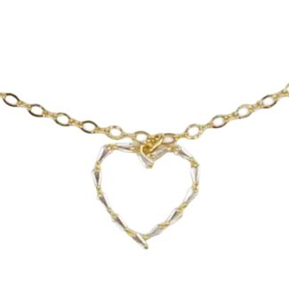 Catherine Popesco Crystal Baguette Open Heart Pendant Necklace
