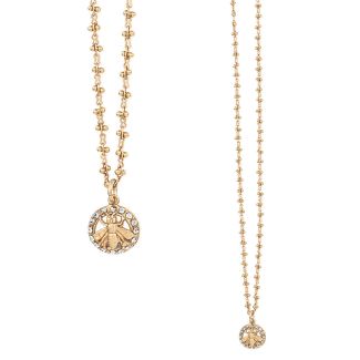 Catherine Popesco Gold Bee in Circle Crystal Pendant Necklace