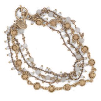 Catherine Popesco Four Strand White and Gold Beaded Bracelet