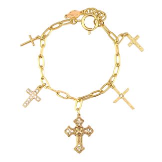 Catherine Popesco Gold Cross Charm Bracelet