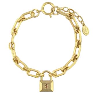 Catherine Popesco Gold Lock and Chain Bracelet