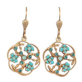 Catherine Popesco Small Gold French Enamel Flower Crystal Earrings