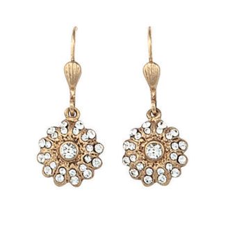 Catherine Popesco Silver or Gold Small Crystal Flower Earrings - Assorted Colors