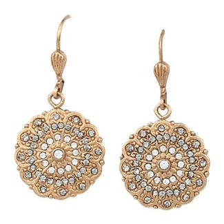 Catherine Popesco Small Gold Medallion Black Diamond Crystal Earrings