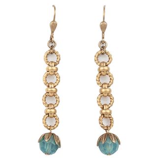 Catherine Popesco Long Drop Pacific Opal Crystal Earrings