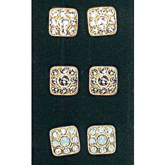 Catherine Popesco Square Post Crystal Earrings - Gold and Black Diamond or Pacific Opal