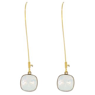 Catherine Popesco Long Hook Large Stone Crystal Earrings - Assorted Colors