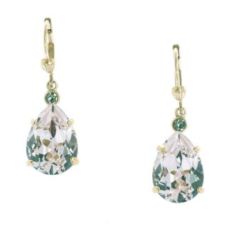 Catherine Popesco Teardrop Crystal Earrings - Clear & Gold