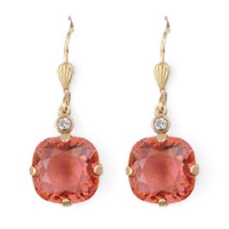 Catherine Popesco Large Stone Crystal Earrings - Coral and Gold
