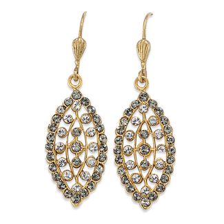 Catherine Popesco Gold & Black Diamond Filigree Marquise Crystal Earrings