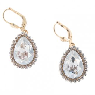 Catherine Popesco Teardrop Stone Border Crystal Earrings - Shade