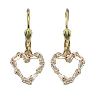 Catherine Popesco Small Crystal Baguette Open Heart Earrings