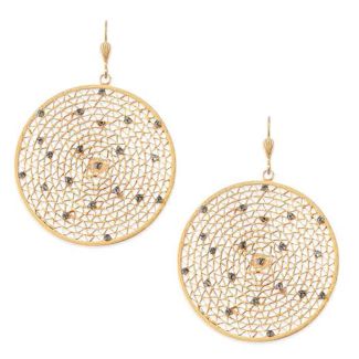 Catherine Popesco Large Round Crystal Filigree Mesh Pendant Earrings