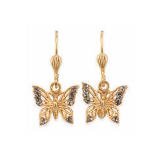 Catherine Popesco Petite Gold Butterfly Crystal Earrings