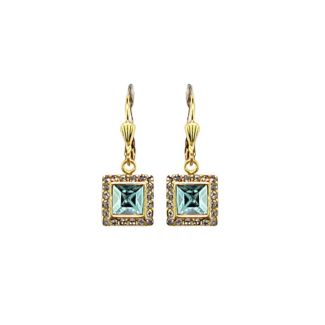 Catherine Popesco Petite Square Aqua Crystal Earrings
