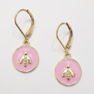 Catherine Popesco Round Enamel Bee Earrings - Assorted Colors