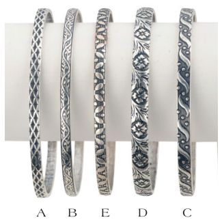 Catherine Popesco Sterling Silver Plated Stamped Bangles - Five Designs