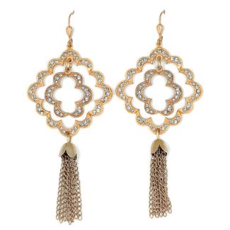Catherine Popesco Large Open Crystal Tassel Earrings - Gold or Silver