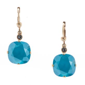 New Color! Catherine Popesco 12mm Large Stone Crystal Earrings - Azure Blue