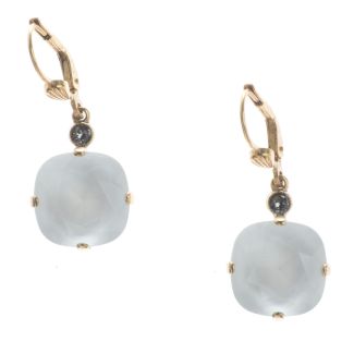 New Color! Catherine Popesco 12mm Large Stone Crystal Earrings - Powder Gray