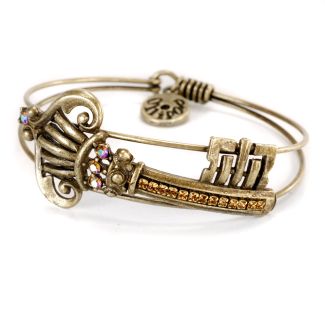 Sweet Romance Key To Everything Crystal Bangle Bracelet - Gold