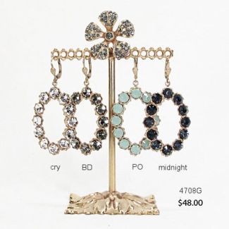 Catherine Popesco Oval Gold & Crystal Hoop Earrings - Assorted Colors