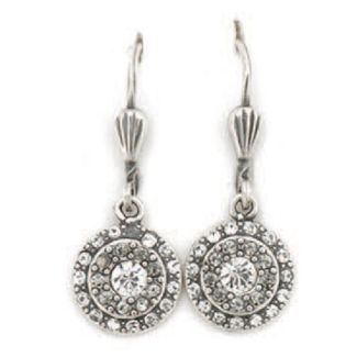 Catherine Popesco Small Paved Round Crystal Earrings - Silver