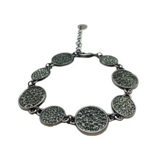 Sweet Lola One Strand Round Gun Metal Black Diamond Crystal Bracelet