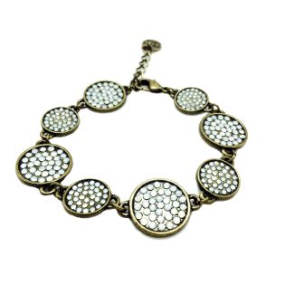 One Strand Round Antique Bronze Milky Opal Crystals Bracelet by Sweet Lola