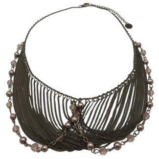 Sweet Lola Antique Bronze Draped Pearl and Multi Chain Statement Necklace